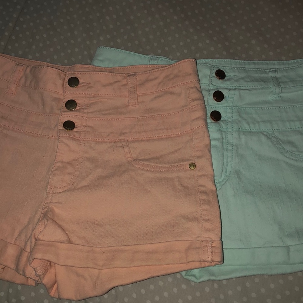 Two pastel color High waisted Shorts.